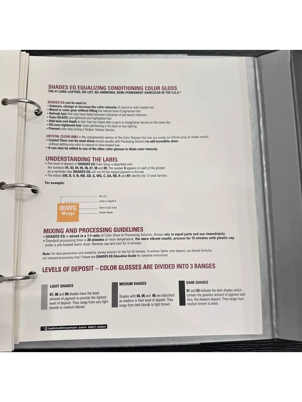 Redken Shades EQ Equalizing Conditioning Color Gloss Salon Swatch Book EUC